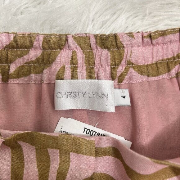 Christy Lynn Rose Zebra Shorts 100% Linen Pockets Paperbag Women’s Lined‎ Size 4 - Picture 6 of 8